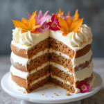 Moist and flavorful carrot cake made from carrot cake mix, topped with cream cheese frosting and walnuts