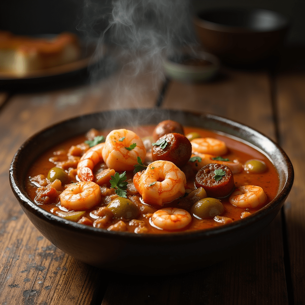 Delicious Creole gumbo served in a bowl with shrimp, sausage, and vegetables, showcasing the rich flavors and history of Louisiana cuisine.