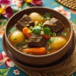 Tender beef and vegetables simmering in a rich, flavorful Hawaiian beef stew.