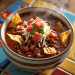 Taco soup Frios recipe served with fresh toppings and sides