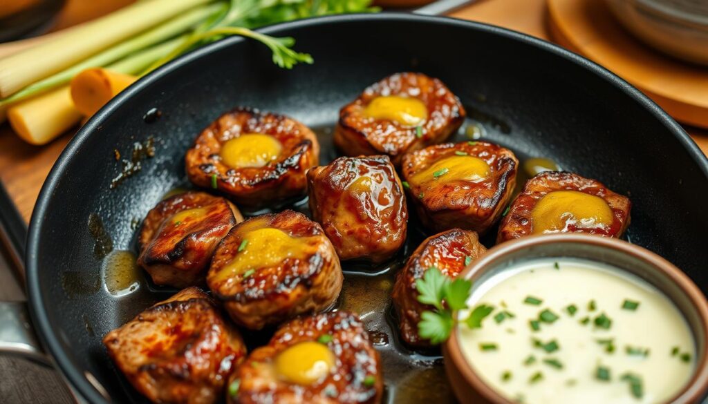 Garlic Butter Steak Bites with Creamy Parmesan Sauce